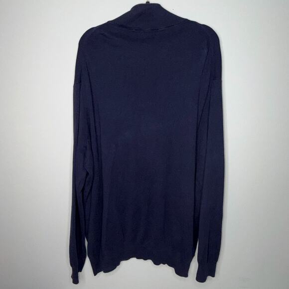 Polo Ralph Lauren Mens 3XLT Navy Blue Orange Embroidered Pony 1/4 Zip Sweater - Picture 4 of 6